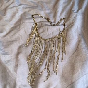 New York and Company: gold fringe choker necklace